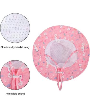 LACOFIA Toddler Baby Sun Hat | Unisex Kids Summer Bucket Hat | Wide Brim for Outdoor Swim Beach Pool | Adjustable 6-24 Months | B-Pink - Buy Online on GoSupps.com