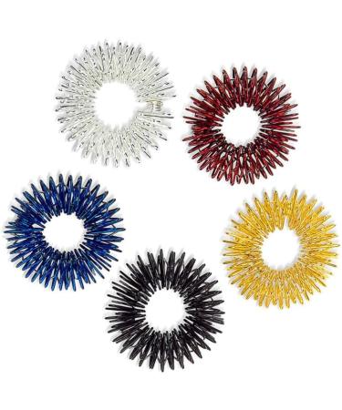 Ultnice 5-Piece Spiky Sensory Finger Rings - Acupressure Massager & Fidget Toys for Pain Relief (Gold Silver Black Blue Red) | International Shipping - Buy Online on GoSupps.com