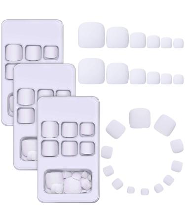 72 Pieces Press on Toenails Fake Toe Nails Matte Short Square False Full Cover Glue On Fake Toe Nails for Women Girls Favors (White) - Buy Online on GoSupps.com