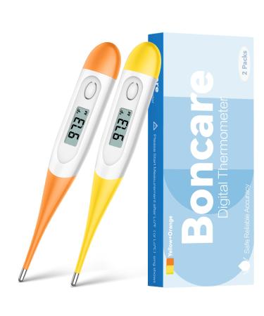 Basal Thermometer for Baby 2 Packs Basal Digital Thermometer with 10 Seconds Fast Reading (Yellow+Orange)
