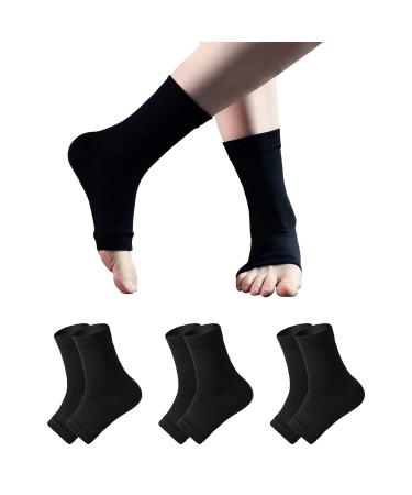 Neuropathy Socks Compression Sleeve For Ankle For Swelling  Plantar Fasciitis  Sprain  Neuropathy - Ankle Brace For Women And Men(L-XL  Black(3 Pairs) Black L-XL