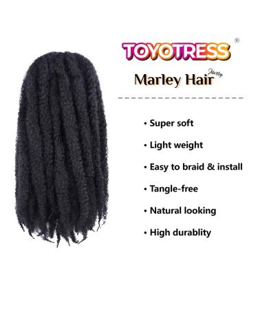 ToyoTress Marley Twist Braiding Hair 18 Inch - 6 Packs Black Synthetic Extensions for Faux Locs & Crochet Braids (1B-6P) - Buy Online on GoSupps.com