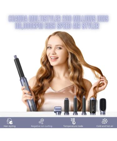 6 in 1 Multistyler Hair Tools - 200M Ions Coanda Tech 110K RPM Blow Dryer Curling Wand & Volumizer for Ultimate Hair Styling - Buy Online on GoSupps.com