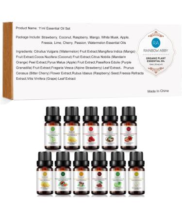 Fruit Essential Oil Top 11 Set - Strawberry Coconut Raspberry Mango White Musk Apple Freesia Lime Cherry Passion Watermelon 11-pack - Buy Online on GoSupps.com