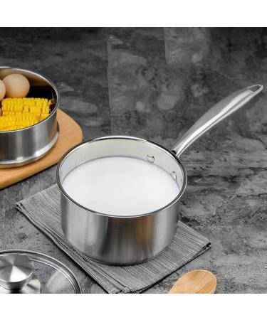 Nonstick Milk PanMilk Pan Cooking pots Milk Pan Household Multifunctional Stainless Steel Non-Stick Pan Inner Wall with Scale Label with Glass Cover - Buy Online on GoSupps.com