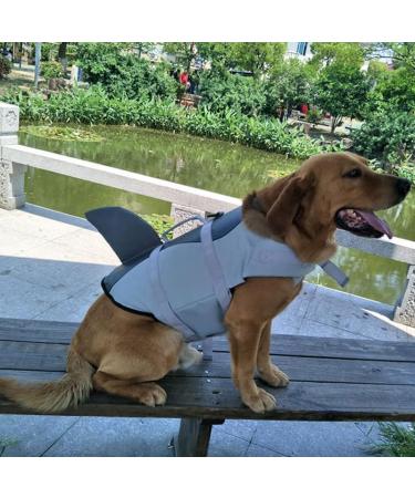 Izefia Dog Swimming Jacket - Protective Gray Swim Vest for Small & Large Dogs | Shark & Mermaid Design - Buy Online on GoSupps.com