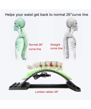 Sonew Arched Back Stretcher | Lumbar Support & USB Heating Waist Massage Mat | Spine Board for Back Stretch (Black & Green) - Shop Internationally - Buy Online on GoSupps.com