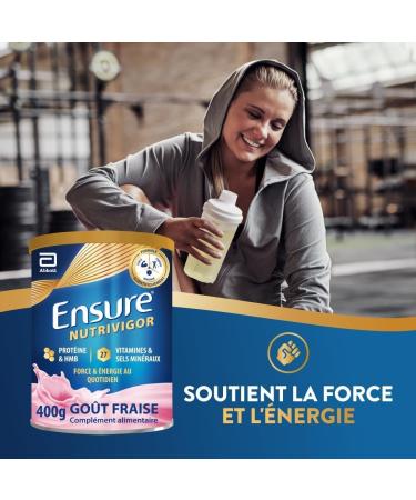 Ensure NutriVigor Fraise & Vanille 400g - Compl ment alimentaire avec prot ines 27 vitamines et min raux et HMB - Pour une alimentation saine et quilibr e - 1x Fraise 400g + 1x Vanille 400g - Buy Online on GoSupps.com