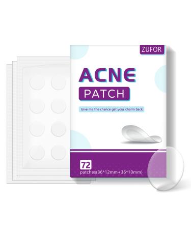 Acne Patches Hydrocolloid Acne Pimple Patches for Covering Zits and Blemishes Spot Stickers for Face & Skin Waterproof Invisible Sticker Skin Care(36+36 Count) 1 Count (Pack of 72)