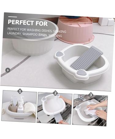 IWOWHERO 1 Set wash basin washboard for kids laundry washing board washing up basin suitcase hand wash baby Grey 30x29cm - Buy Online on GoSupps.com