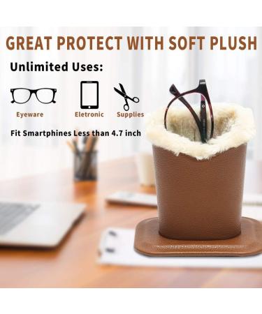 Bivisen Glasses Holder - Modern Velvet Plush Eyeglass Case in Black & Brown | Stylish PU Leather Design for Eye Care - Buy Online on GoSupps.com