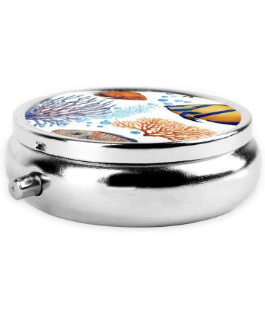 Colorful Fish Round Pill Box | 3 Compartment Mini Travel Pill Organizer for Vitamins & Medications - Buy Online on GoSupps.com