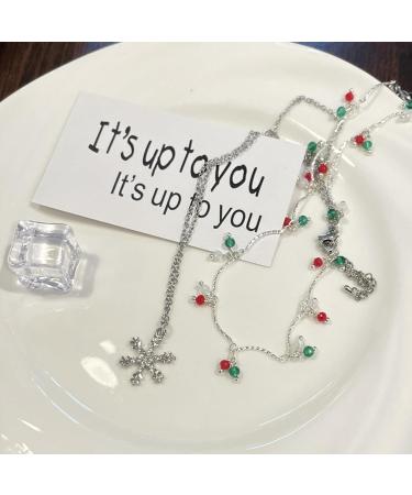 Shop Oralgos Fashionable Double-Layer Choker Necklace | Colorful Zirconia & Delicate Snowflake Design | Stylish Collarbone Chain Accessory - Buy Online on GoSupps.com