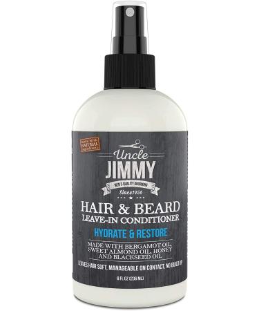 Uncle Jimmy Products Hair & Beard Leave-In Beard Conditioner For Softening Hair  Hydrating Skin  Eliminating Beard Dandruff  Healthy Beard Growth 8 Fl Oz
