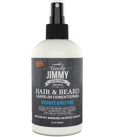 Uncle Jimmy Products Hair & Beard Leave-In Beard Conditioner For Softening Hair  Hydrating Skin  Eliminating Beard Dandruff  Healthy Beard Growth 8 Fl Oz
