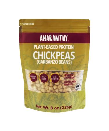 Amaranthy Chickpeas Garbanzo Beans - High Protein - High Fiber - Gluten Free (1 Bag 8 oz.)