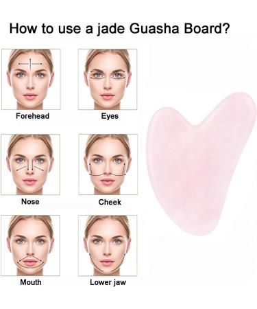 AMZFUK Gua Sha Face Treatment - Rose Quartz Heart Shape Massage Tool for Eye Swelling & Skin Tightening - Buy Online on GoSupps.com