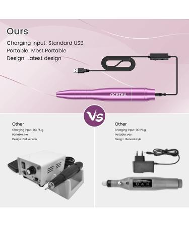 Ocetea Electric Nail Drill Efile - Professional Manicure Pedicure Machine Kit for Shaping, Polishing, and Removing Acrylic Gel Nails - Portable Tool for Home or Salon Use (Purple) - Buy Online on GoSupps.com