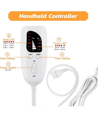 Haoxuandianzi Electric Heating Pad - Fast Heat with Adjustable Settings for Back, Shoulders, Abdomen, Legs, Arms - Auto Shut Off - 12'' x 24'' - Silver Gray - Buy Online on GoSupps.com