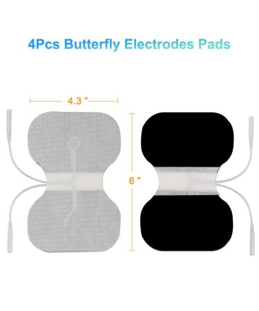 LotFancy TENS Unit Replacement Pads 4PCS 4.3 x 6 Adhesive Electrode Pads for Electrotherapy EMS Muscle Stimulation Machine Butterfly Shape - Buy Online on GoSupps.com