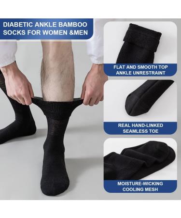 Diabetic Bamboo Socks 4 Pairs for Men & Women - Loose Fit Non-Binding Top - Improves Circulation - Medium Black - Buy Online on GoSupps.com