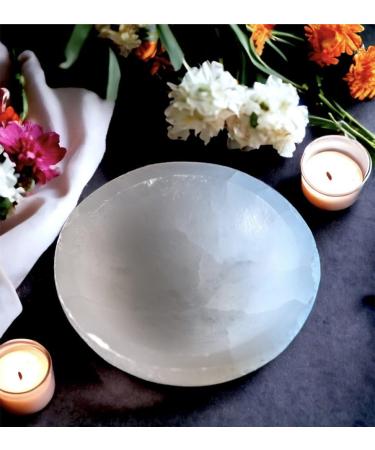 Selenite Cleansing Bowl 8cm - Spiritual Energy Healing Tool for Reiki, Angels, and Meditation - Handmade White Natural Crystal Storage and Decoration Piece - Buy Online on GoSupps.com