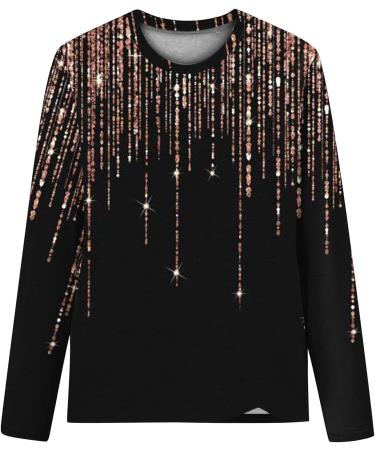 Women's Floral Print 3/4 Sleeve Loose Fit Top - Casual Round Neck Pullover Shirt in Black - Buy Online on GoSupps.com