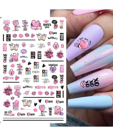 DIY Manicure Year Sliders Wrap Decals Nails Stickers 3D Valentines Lover Flowers Letter Heart(F-833) - Buy Online on GoSupps.com