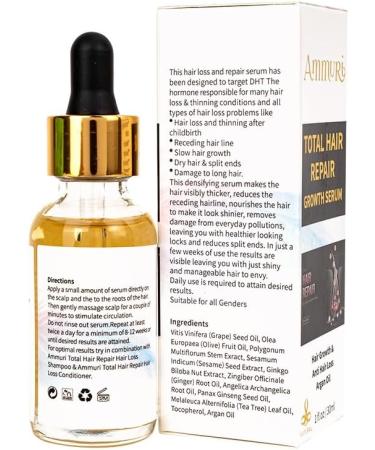 Ammuri Total Hair Repair Growth Serum Natural Herbal Anti Hair Loss Serum For Balding Thinning Repairs Hair Follicles & Promotes Thicker Regrowth for Men and Women - Buy Online on GoSupps.com