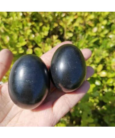 2pcs Madagascar Natural Black Tourmaline Stone Egg Polished Gemstone Crystal Egg Full of Texture