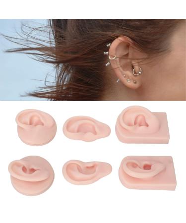 Human Ear Model with 3 Pairs Earring Elastic Bands for Piercing Practice - Light Skin Color - Buy Online on GoSupps.com