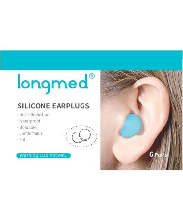 Longmed Pillow Soft Silicone Earplugs - 6 Pairs, Waterproof & Noise Cancelling for Sleeping, Snoring, Swimming, Travel, Concerts & Studying - Buy Online on GoSupps.com