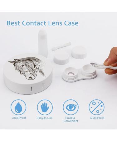 Horse Head Round Case For Contact Lens Kit Storage Box with Mirror Printed - Buy Online on GoSupps.com