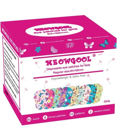 Meowgool Adhesive Eye Patches for Kids with Lazy Eye - 60+6 Bonus Patches - 10 Fun Girls Designs - 2 Stickers Incentive Posters - Buy Online on GoSupps.com
