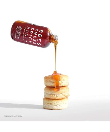 Bees Knees Spicy Honey 12.5 oz Easy Squeeze Bottle - Pure Wildflower Hot Honey with Oleoresin Habanero Peppers | Gluten Free, Paleo Friendly | Foodie & Hot Sauce Gifts - Buy Online on GoSupps.com