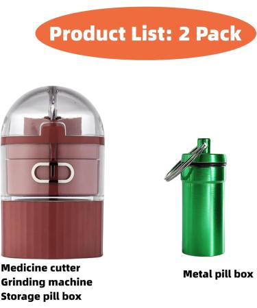 Multifunctional Pill Crusher & Grinder - Stainless Steel Blade - Crushes Vitamins Tablets & Medicines - Includes Removable Drinking Cup & Metal Vial - Red - Buy Online on GoSupps.com