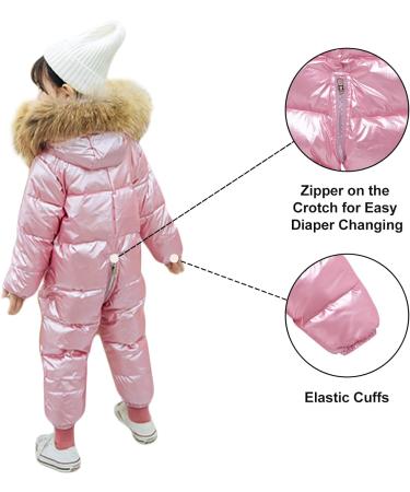 Baby Girls Winter Hooded Snowsuit Down Skisuit | Pink Jumpsuit 9-12 Months - Buy Online on GoSupps.com