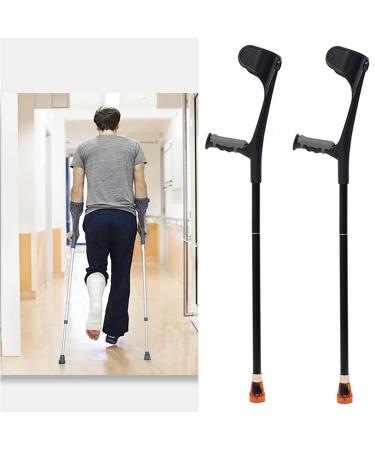 Ergonomic Forearm Crutches Aluminum Crutches for Adults Lightweight Non-Slip Crutches for Walking Support After Injury Or Surgery 10 Stops Adjustable Handicapped (Grey) Journey Black