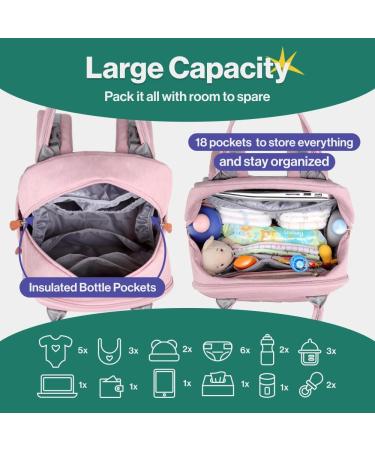 BabbleRoo Baby Diaper Bag/Backpack - Stylish Pink Diaper Backpack for Moms | International Shipping Available - Buy Online on GoSupps.com