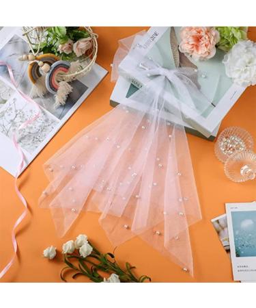 Bridal Wedding Veil with Bow & Pearl - Short Tulle Headpiece for Bachelorette & Bridal Shower Gifts - Buy Online on GoSupps.com