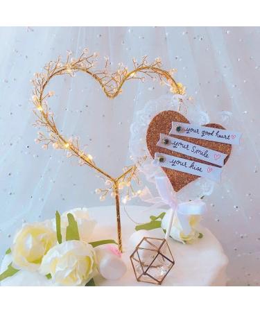 KIPETTO Love Heart Pearls LED Cake Topper | Perfect for Birthday Wedding Anniversary & Party Decorations - Buy Online on GoSupps.com