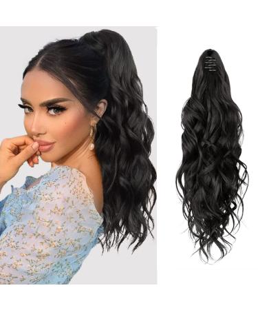 Juziviiee ponytail extensions long wrapped hair part clip in ponytail natural synthetic hair hair extensions extensions for women afro braid hair part ponytail approx. 45cm black vd076a