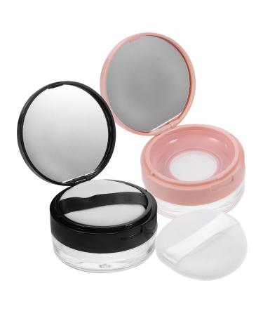 Healvian 2pcs Portable Powder Box Sponge Holder Loose Glitter Eyeshadow Clear Makeup Case Bocaux Kit Plastic 1 g (Pack of 1) Black