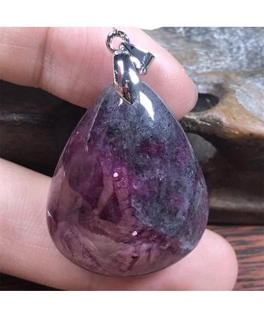 Natural Ruby Zoisite Pendant - Rare Red & Green Crystal Jewelry for Luck & Wealth - 31x25mm - Unique Gift for Men & Women - Buy Online on GoSupps.com