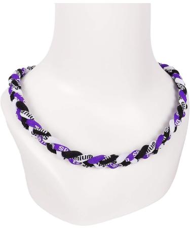 MapofBeauty 22 Inch 3 Rope Sport Ropes Nylon Braided Necklace in Black/White/Purple - Buy Online on GoSupps.com