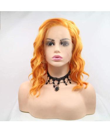 Xiweiya Short Orange Lace Front Wig for Women | Mixed Colors Synthetic Heat-Resistant Fiber | Cosplay Wig - 35.6 cm - Buy Online on GoSupps.com