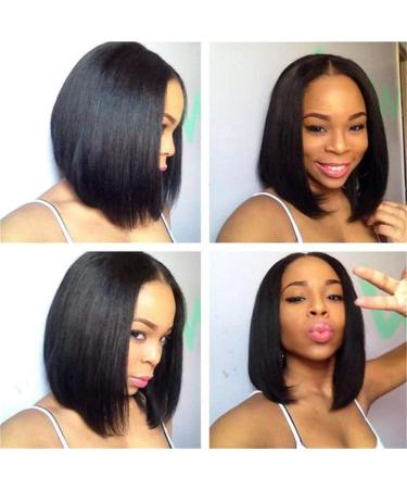 AliPearl Brazilian Straight Human Hair U Part Bob Wig - 10 inch, 180% Density, Natural Black - for Black Women - Buy Online on GoSupps.com