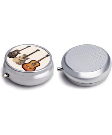 Portable Guitar Print Pill Box | 3 Compartment Travel Organizer | Small Medicine Case for Purse & Pocket - Buy Online on GoSupps.com