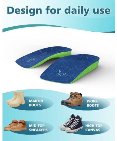 QBK Plantar Fasciitis Relief Insoles - 3/4 Length Thin Inserts for Men & Women (Size 39-41) - Heel Spur Achill tendonitis Metatarsalgia & Overpronation Support - Buy Online on GoSupps.com