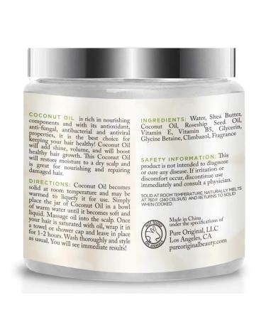 Alayna Pure Organic Coconut Oil Hair Mask - Hydrating Treatment for Natural Hair Growth - Repairs Dry & Damaged Hair - 8 oz - Buy Online on GoSupps.com